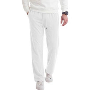 image:imageCOOFANDY Mens Casual Cotton Pant Knit Elastic Waist Yoga Pant with Pocket  Drawstring Waist Stretch Soft Fabric Jogger Sweatpants for Gym Running Relaxed Fit Straight Leg lightweight BreathableWhite