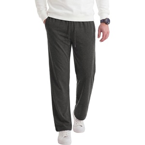 image:imageCOOFANDY Mens Casual Cotton Pant Knit Elastic Waist Yoga Pant with Pocket  Drawstring Waist Stretch Soft Fabric Jogger Sweatpants for Gym Running Relaxed Fit Straight Leg lightweight BreathableDark Grey