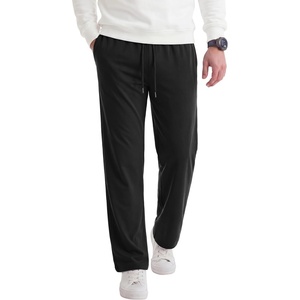 image:imageCOOFANDY Mens Casual Cotton Pant Knit Elastic Waist Yoga Pant with Pocket  Drawstring Waist Stretch Soft Fabric Jogger Sweatpants for Gym Running Relaxed Fit Straight Leg lightweight BreathableBlack