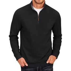image:imageCOOFANDY Mens Fleece Quarter Zip Pullover Long Sleeve Mock Neck SweatshirtBlack
