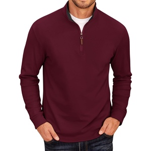 image:imageCOOFANDY Mens Fleece Quarter Zip Pullover Long Sleeve Mock Neck SweatshirtBurgundy
