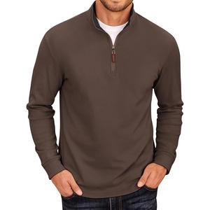 image:imageCOOFANDY Mens Fleece Quarter Zip Pullover Long Sleeve Mock Neck SweatshirtChestnut Brown