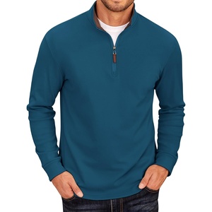 image:imageCOOFANDY Mens Fleece Quarter Zip Pullover Long Sleeve Mock Neck SweatshirtDark Blue