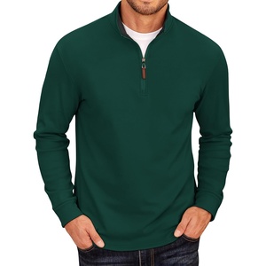 image:imageCOOFANDY Mens Fleece Quarter Zip Pullover Long Sleeve Mock Neck SweatshirtDark Green