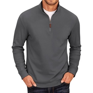 image:imageCOOFANDY Mens Fleece Quarter Zip Pullover Long Sleeve Mock Neck SweatshirtDark Grey