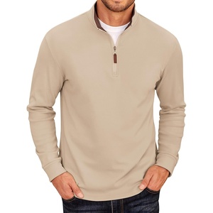 image:imageCOOFANDY Mens Fleece Quarter Zip Pullover Long Sleeve Mock Neck SweatshirtKhaki