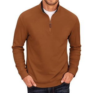 image:imageCOOFANDY Mens Fleece Quarter Zip Pullover Long Sleeve Mock Neck SweatshirtLight Brown