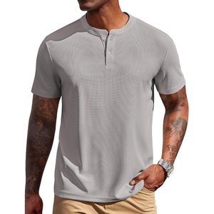 image:imageCOOFANDY Mens Henley Shirts Short Sleeve Texture Casual Button Tee Shirts  Lightweigh CasualTextured FabricSummerClassicBasicComfortableBreathableLight Grey