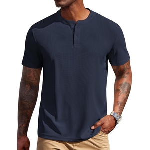 image:imageCOOFANDY Mens Henley Shirts Short Sleeve Texture Casual Button Tee Shirts  Lightweigh CasualTextured FabricSummerClassicBasicComfortableBreathableNavy Blue