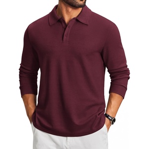 image:imageCOOFANDY Mens Knit Polo Shirt Long Sleeve Polo Sweaters Casual Golf Shirts  long sleeve knit shirtsknitted polo shirtsfleece shirtDark Red