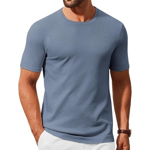 image:imageCOOFANDY Mens Knit TShirts Casual Crewneck Short Sleeve Shirts Summer Tops Basic Pullover TeesDark Grey Blue