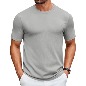 image:imageCOOFANDY Mens Knit TShirts Casual Crewneck Short Sleeve Shirts Summer Tops Basic Pullover TeesGrey