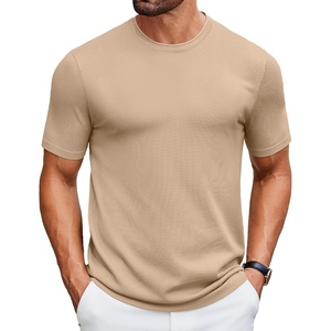image:imageCOOFANDY Mens Knit TShirts Casual Crewneck Short Sleeve Shirts Summer Tops Basic Pullover TeesKhaki