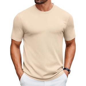 image:imageCOOFANDY Mens Knit TShirts Casual Crewneck Short Sleeve Shirts Summer Tops Basic Pullover TeesLight Khaki