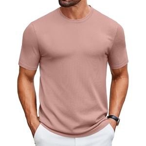 image:imageCOOFANDY Mens Knit TShirts Casual Crewneck Short Sleeve Shirts Summer Tops Basic Pullover TeesLight Pink