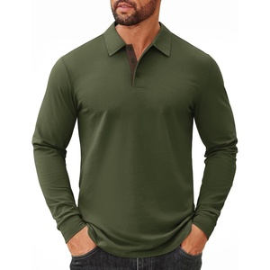 image:imageCOOFANDY Mens Long Sleeve Polo Shirts Cotton Collared Shirts Casual Business Polo Classic Golf T ShirtsArmy Green