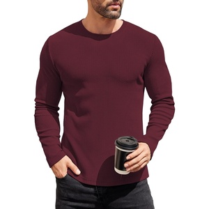 image:imageCOOFANDY Mens Long Sleeve Shirts Thermal TShirt Slim Fit Crewneck Sweater Knitted Pullover ShirtDeep Red