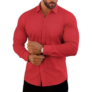 image:imageCOOFANDY Mens Muscle Fit Dress Shirts Casual Button Down Long Sleeve  4Way Stretch Wrinkle Free Slim Fit Lightweight Breathable Move Freely Bussiness Casual Soft and SkinFriendlyRed