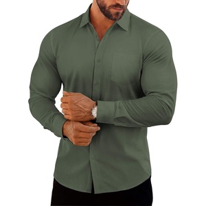 image:imageCOOFANDY Mens Muscle Fit Dress Shirts Casual Button Down Long Sleeve  4Way Stretch Wrinkle Free Slim Fit Lightweight Breathable Move Freely Bussiness Casual Soft and SkinFriendlyOlive Green