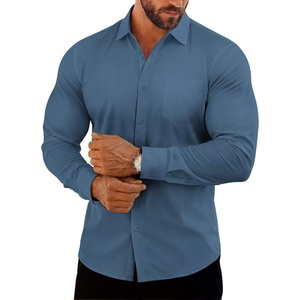 image:imageCOOFANDY Mens Muscle Fit Dress Shirts Casual Button Down Long Sleeve  4Way Stretch Wrinkle Free Slim Fit Lightweight Breathable Move Freely Bussiness Casual Soft and SkinFriendlyDark Blue