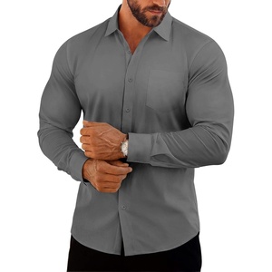 image:imageCOOFANDY Mens Muscle Fit Dress Shirts Casual Button Down Long Sleeve  4Way Stretch Wrinkle Free Slim Fit Lightweight Breathable Move Freely Bussiness Casual Soft and SkinFriendlyDark Grey