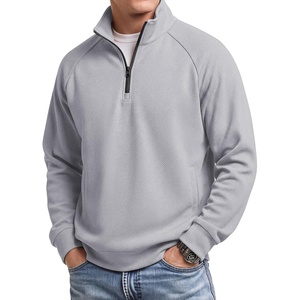 image:imageCOOFANDY Mens Quarter Zip Pullover Lightweight Mock Neck Polo Sweatshirt  Long Sleeve Textured Knitted Collared Zipped Half Zip Classic Fit Casual Dress with PocketsGrey