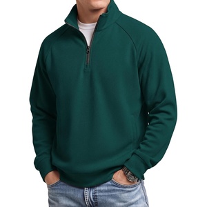 image:imageCOOFANDY Mens Quarter Zip Pullover Lightweight Mock Neck Polo Sweatshirt  Long Sleeve Textured Knitted Collared Zipped Half Zip Classic Fit Casual Dress with PocketsGreen