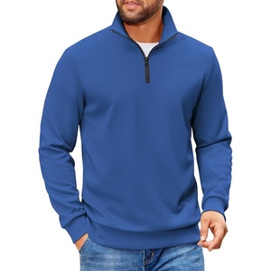 image:imageCOOFANDY Mens Quarter Zip Pullover Sweatshirt Casual Mock Neck Sweater 2026  Lightweight Long Sleeve Fashion Clothes Soft Quilted Fabric Warm Without Bulk Regular Fit Fall Winter Smooth ZipperBlue