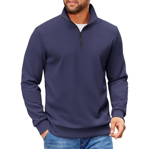 image:imageCOOFANDY Mens Quarter Zip Pullover Sweatshirt Casual Mock Neck Sweater 2026  Lightweight Long Sleeve Fashion Clothes Soft Quilted Fabric Warm Without Bulk Regular Fit Fall Winter Smooth ZipperNavy Blue