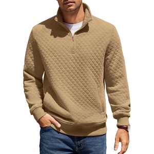 image:imageCOOFANDY Mens Quarter Zip Pullover Sweatshirt Casual Mock Neck Sweater 2026  Long Sleeve 14 Zip Quilted Pullover Regular Fit Warm Without Bulk Fall Winter Ideal For Golf Daily WearCamel