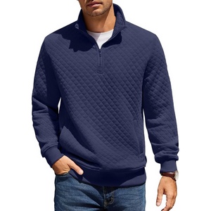 image:imageCOOFANDY Mens Quarter Zip Pullover Sweatshirt Casual Mock Neck Sweater 2026  Long Sleeve 14 Zip Quilted Pullover Regular Fit Warm Without Bulk Fall Winter Ideal For Golf Daily WearNavy Blue