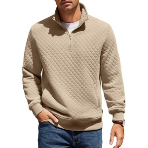 image:imageCOOFANDY Mens Quarter Zip Pullover Sweatshirt Casual Mock Neck Sweater 2026  Long Sleeve 14 Zip Quilted Pullover Regular Fit Warm Without Bulk Fall Winter Ideal For Golf Daily WearKhaki
