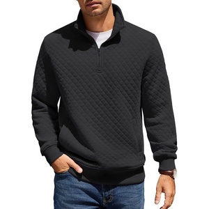 image:imageCOOFANDY Mens Quarter Zip Pullover Sweatshirt Casual Mock Neck Sweater 2026  Long Sleeve 14 Zip Quilted Pullover Regular Fit Warm Without Bulk Fall Winter Ideal For Golf Daily WearAblack