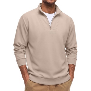 image:imageCOOFANDY Mens Quarter Zip Pullover Sweatshirt Mock Neck Fleece Long Sleeve Thermal Casual Polo ShirtLight Khaki
