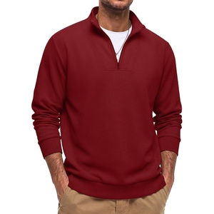 image:imageCOOFANDY Mens Quarter Zip Pullover Sweatshirt Mock Neck Fleece Long Sleeve Thermal Casual Polo ShirtWine Red