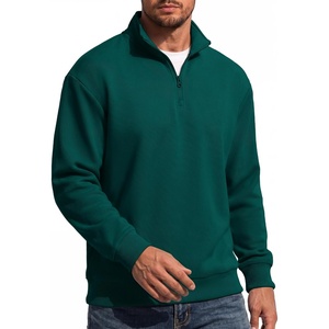 image:imageCOOFANDY Mens Quarter Zip Sweatshirt Fleece Mock Neck Casual Sweater  Fleece Lined Drop Shoulder Relaxed Fit Ribbed Cuffs Ribbed Hem Warm Lining Long Sleeve Daily Wear Fall Winter FashionLake Green