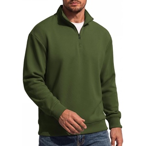 image:imageCOOFANDY Mens Quarter Zip Sweatshirt Fleece Mock Neck Casual Sweater  Fleece Lined Drop Shoulder Relaxed Fit Ribbed Cuffs Ribbed Hem Warm Lining Long Sleeve Daily Wear Fall Winter FashionArmy Green
