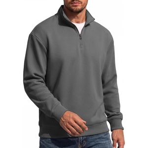 image:imageCOOFANDY Mens Quarter Zip Sweatshirt Fleece Mock Neck Casual Sweater  Fleece Lined Drop Shoulder Relaxed Fit Ribbed Cuffs Ribbed Hem Warm Lining Long Sleeve Daily Wear Fall Winter FashionDark Grey