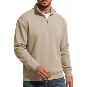 image:imageCOOFANDY Mens Quarter Zip Sweatshirt Fleece Mock Neck Casual Sweater  Fleece Lined Drop Shoulder Relaxed Fit Ribbed Cuffs Ribbed Hem Warm Lining Long Sleeve Daily Wear Fall Winter FashionLight Khaki
