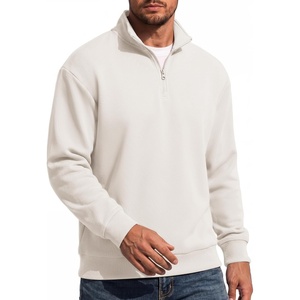 image:imageCOOFANDY Mens Quarter Zip Sweatshirt Fleece Mock Neck Casual Sweater  Fleece Lined Drop Shoulder Relaxed Fit Ribbed Cuffs Ribbed Hem Warm Lining Long Sleeve Daily Wear Fall Winter FashionWhite