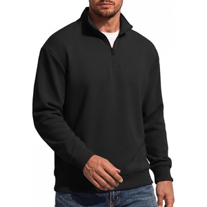 image:imageCOOFANDY Mens Quarter Zip Sweatshirt Fleece Mock Neck Casual Sweater  Fleece Lined Drop Shoulder Relaxed Fit Ribbed Cuffs Ribbed Hem Warm Lining Long Sleeve Daily Wear Fall Winter FashionBlack