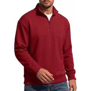 image:imageCOOFANDY Mens Quarter Zip Sweatshirt Fleece Mock Neck Casual Sweater  Fleece Lined Drop Shoulder Relaxed Fit Ribbed Cuffs Ribbed Hem Warm Lining Long Sleeve Daily Wear Fall Winter FashionWine Red