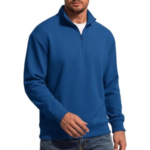 image:imageCOOFANDY Mens Quarter Zip Sweatshirt Fleece Mock Neck Casual Sweater  Fleece Lined Drop Shoulder Relaxed Fit Ribbed Cuffs Ribbed Hem Warm Lining Long Sleeve Daily Wear Fall Winter FashionBlue