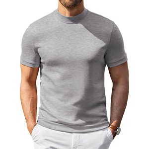 image:imageCOOFANDY Mens Short Sleeve Mock Neck Sweater Casual Slim Fit Basic Tops  SilkySoft FabricShort Sleeve Mock NeckSlim Fit Basic TopBlazerReady LayeringBusiness Casual StyleFashionStylishLight Gray