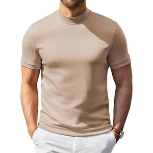 image:imageCOOFANDY Mens Short Sleeve Mock Neck Sweater Casual Slim Fit Basic Tops  SilkySoft FabricShort Sleeve Mock NeckSlim Fit Basic TopBlazerReady LayeringBusiness Casual StyleFashionStylishKhaki
