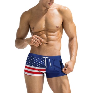 image:imageCOOFANDY Mens Swim Trunks Bathing Suit Swim Brief Square Leg Board ShortAmerican Flagnavy