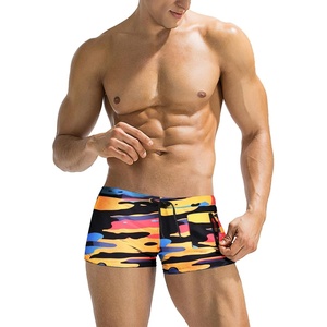 image:imageCOOFANDY Mens Swim Trunks Bathing Suit Swim Brief Square Leg Board ShortColorful Ribbon