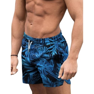 image:imageCOOFANDY Mens Swim Trunks Quick Dry Board Shorts Swimwear Bathing Suit  Quickdry FourWay Stretch FabricTriangular Mesh Lining3 inch InseamTwo Side Pockets Lightweight Beach Stuff for MenP Blue Leaves