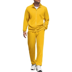 image:imageCOOFANDY Mens Tracksuit Casual Sweatsuit 2 Piece Full Zip Jogging Suit Set  Full Zip TrackSuit Stand Collar Elastic Waist Drawstring 5 Pockets Casual Athletic Jogging Outfits Fall Sport Sweat SuitYellow