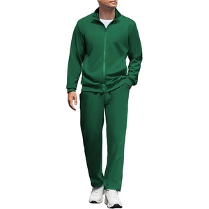 image:imageCOOFANDY Mens Tracksuit Casual Sweatsuit 2 Piece Full Zip Jogging Suit Set  Full Zip TrackSuit Stand Collar Elastic Waist Drawstring 5 Pockets Casual Athletic Jogging Outfits Fall Sport Sweat SuitGreen